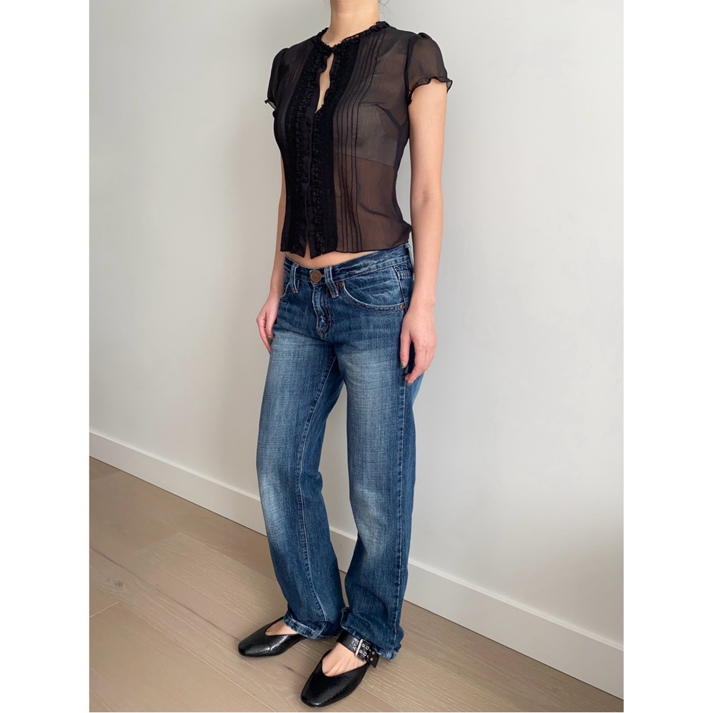 Vintage Women Jeans Boot Cut in Medium Blue Wash